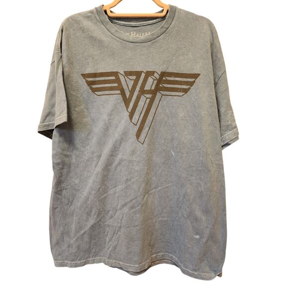 VAN HALEN 1984 World Tour Unisex XL Gray Acid wash distressed Graphic Tee NWOT - Picture 1 of 5